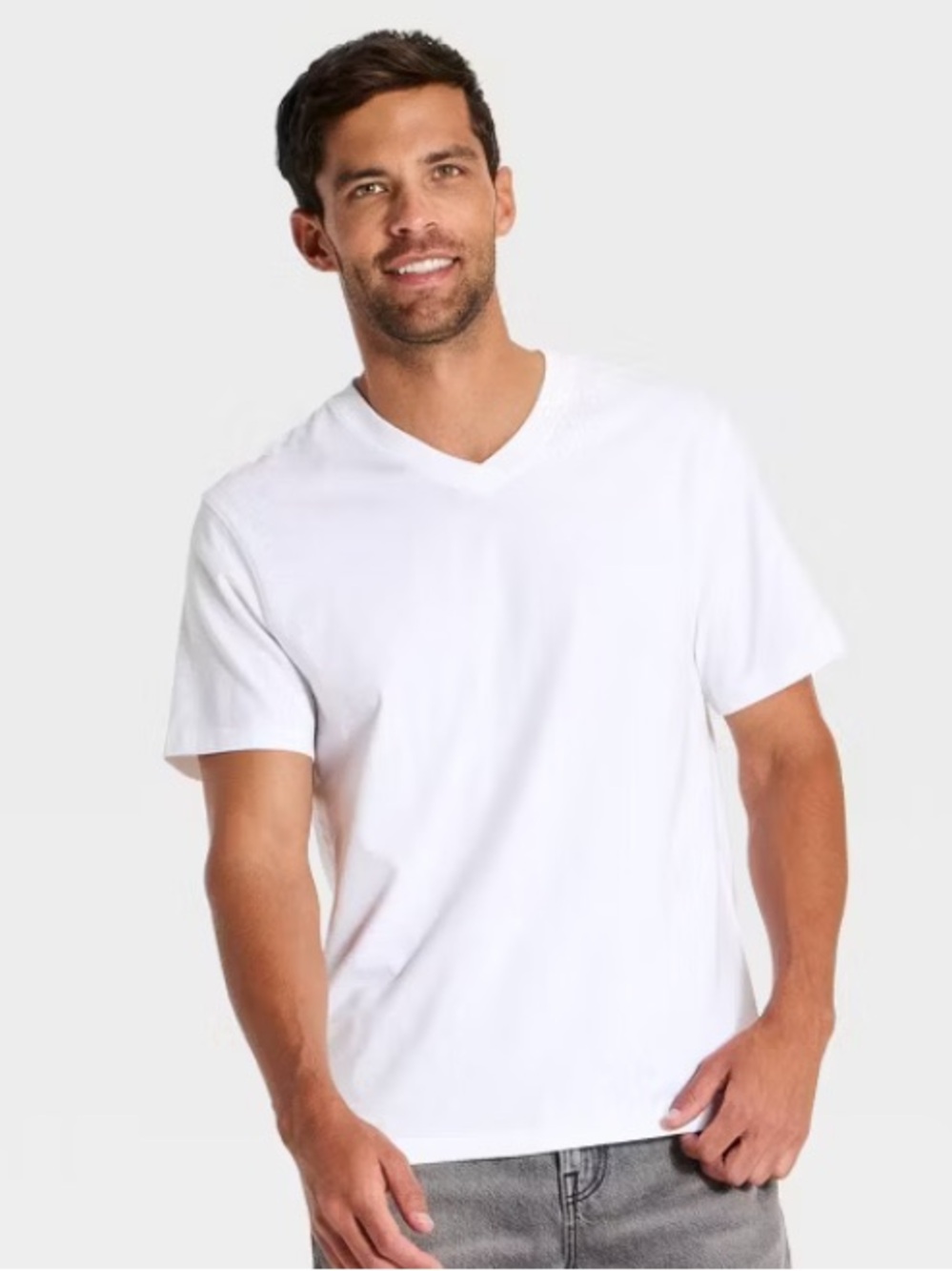 NWT Goodfellows -Men's Classic V-Neck T-Shirt - White - Medium